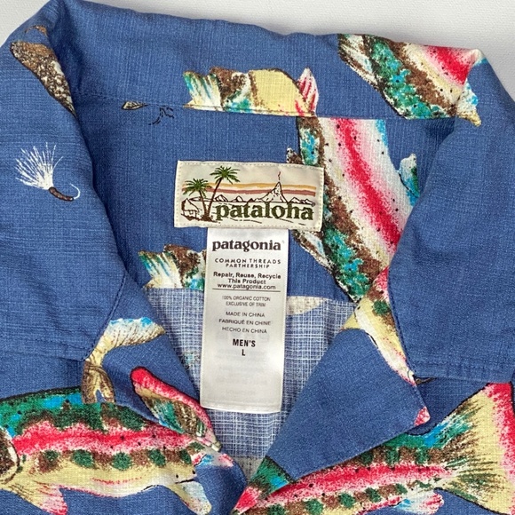 VTG Patagonia Pataloha Hawaiian Aloha Short Sleeve Button Up Cotton Shirt Mens - Picture 2 of 7